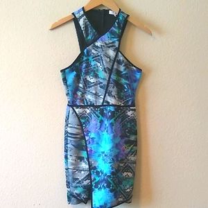 Parker Asymmetrical Dress in Blue and Black